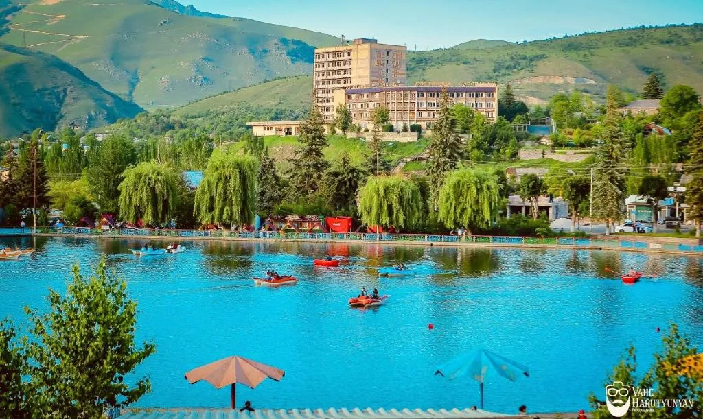 Vanadzor City Lake surrounded by mountains